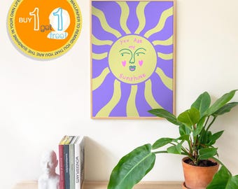 Sun Print Pack Digital Wall Art with Bonus Mobile Wallpapers – Vibrant Self-Love Decor, Cozy Bright Printable Prints for Mood & Intention