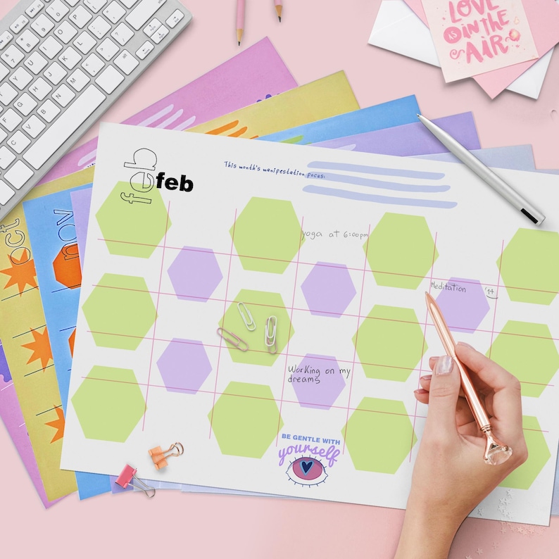 Printable Manifestation Planner Undated – Includes 7-Day Challenge & Guided Worksheets for Abundance and Goal Setting l Intention Journal image 2
