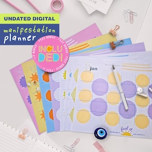 Printable Manifestation Planner Undated – Includes 7-Day Challenge & Guided Worksheets for Abundance and Goal Setting l Intention Journal image 1