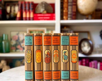 Vintage Young Folks Library Hardcover Set: Illustrated Children's Classics, 1943