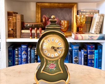 Vintage Swiss Clock – ELUXA Mantel Pendulum Hand-painted (1960s