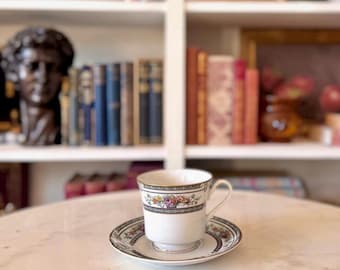 Blue Floral Vintage Teacup and Saucer