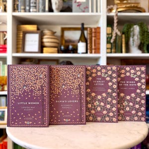 NUEVO lote de 4 clásicos florales granates - Ediciones de coleccionista de tapa dura, publicados en el Reino Unido - Mujercitas, La letra escarlata - Book Decor