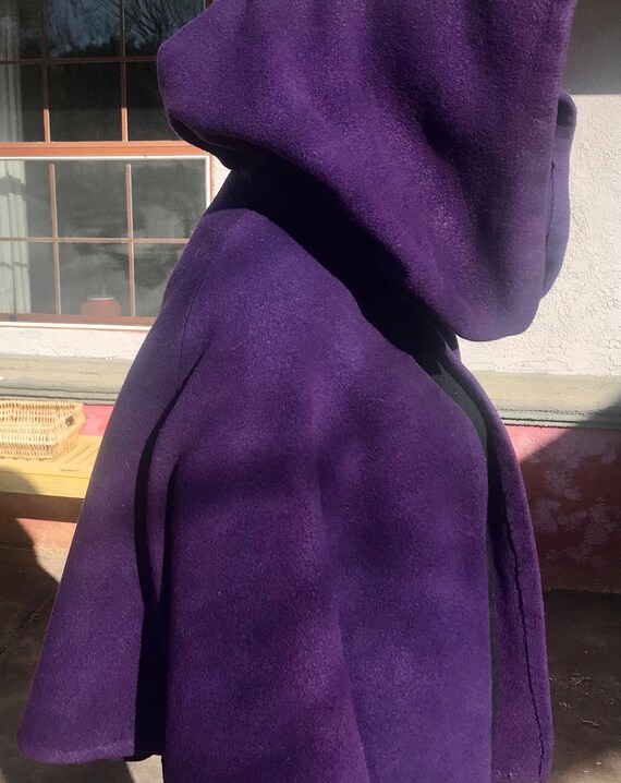 Felted Boiled Wool Hooded Capelet Cape  Blue Viol… - image 4