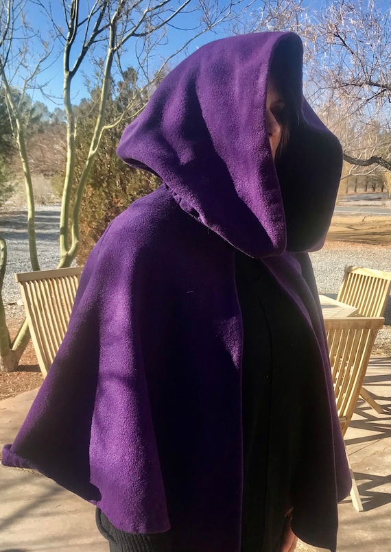 Felted Boiled Wool Hooded Capelet Cape  Blue Viol… - image 6