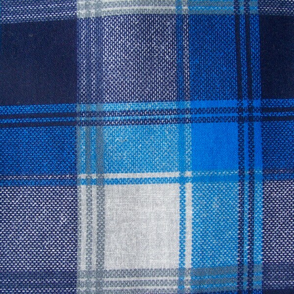 Vintage Blue Plaid Flannelette Cotton 3 yards