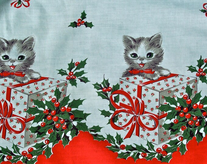 Vintage Christmas Cats Apron ADORABLE Made From Vintage Fabric - Etsy