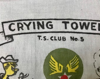 vintage Army Airforce CRYING TOWEL Fort Benning Géorgie Formation de base humoristique