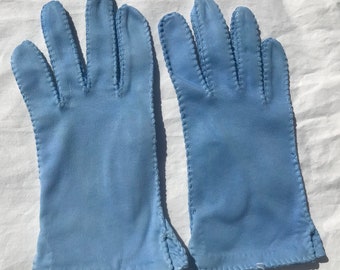 Gants de poignet en coton vintage Periwinkle Blue Sz 6