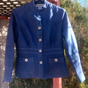 Vintage Linen FALLOUT Harve Bernard Jacket Blazer Blue Violet Petite