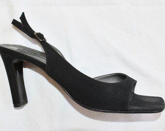 Vintage 2000 Sandal 3.5" Heels Sz 10 Adrienne Vittadini Women Black