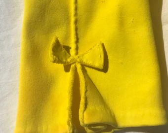 Gants de poignet en coton vintage Jaune vif Sz 6