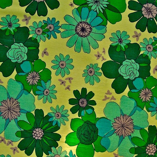 Vintage Mid Century Tablecloth Flower Power Brights