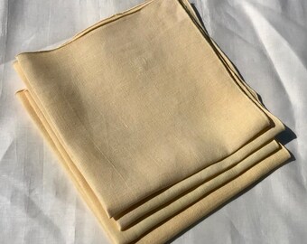 Vintage Linen Dinner Napkins 4 Mushroom Beige