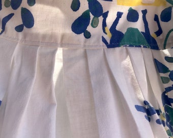 Vintage cotton Half APRON plus size Mexico theme white