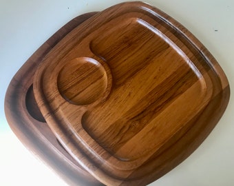 Vintage Dansk Teak Serving Tray Set of 2 Mid Century Scandinavian