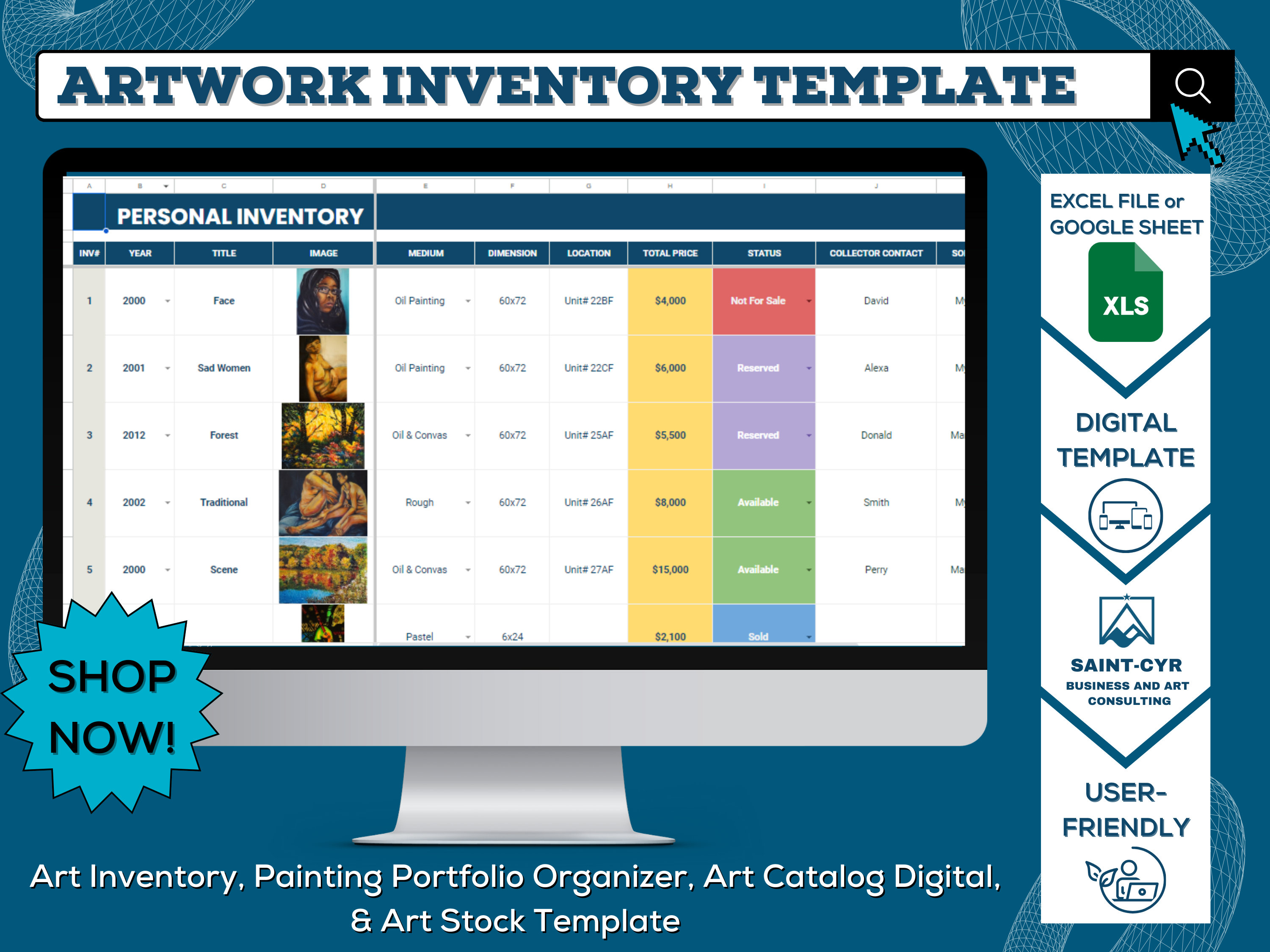 Artwork Inventory Template for Artists - Etsy