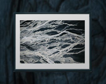 Lámina aérea del río de Islandia – Paisaje abstracto del delta glacial para pared