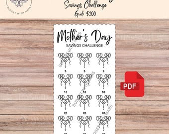 Mother's Day Savings Challenge | Printable PDF | Savings Tracker | Savings | A6 | Money Challenge | Budget | Sinking Funds | Minimal