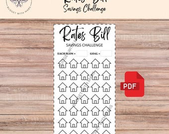 Rates Bill Savings Challenge | Printable PDF | Savings Tracker | Savings | A6 | Money Challenge | Budget | Sinking Funds | Minimal
