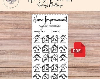 Home Improvement Savings Challenge | Printable PDF | Savings Tracker | Savings | A6 | Money Challenge | Budget | Sinking Funds | Minimal