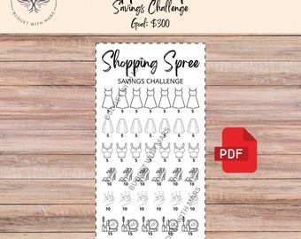 Shopping Spree Savings Challenge | Printable PDF | Savings Tracker | Savings | A6 | Money Challenge | Budget | Sinking Funds | Minimal