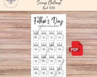 Father's Day Savings Challenge | Printable PDF | Savings Tracker | Savings | A6 | Money Challenge | Budget | Sinking Funds | Minimal