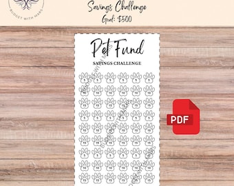 Pet Fund Savings Challenge | Printable PDF | Savings Tracker | Savings | A6 | Money Challenge | Budget | Sinking Funds | Minimal