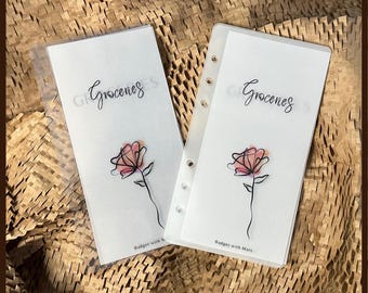 CUSTOM | A6 | Minimalist Floral Coloured | Vertical Cash Envelopes | Money Envelope System | Sinking Funds | Vellum | Gloss | Matte