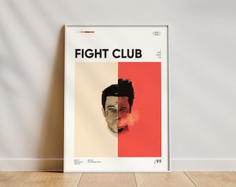 Fight Club Film Poster, Framed Movie Poster, Wall Art, Home Decor, Gift for Movie Lovers, Minimalist Retro Poster, Custom Design