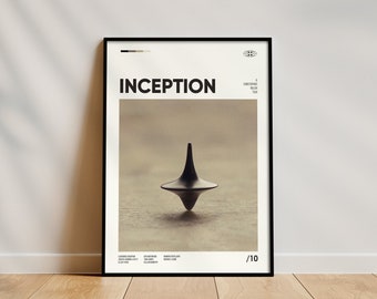 Inception Movie Poster, Framed Movie Poster, High-Quality Wall Art, Home Decor, Gift for Movie Lovers, Retro Poster, Minimalist Poster
