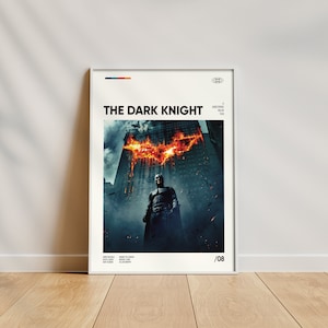 Cartel de la película El caballero oscuro, cartel de película enmarcado, arte de pared de alta calidad, decoración del hogar, regalo para los amantes del cine, cartel retro minimalista