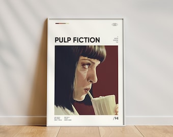 Pulp Fiction Film Poster, Framed Movie Poster, Wall Art, Home Decor, Gift for Movie Lovers, Minimalist Retro Poster, Custom Design