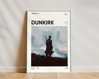 Dunkirk Movie Poster, Framed Movie Poster, High-Quality Wall Art, Home Decor, Gift for Movie Lovers, Minimalist Retro Poster