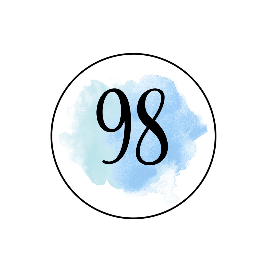 Watercolor Number Labels Bright Colors, Round Number Labels, Circle ...