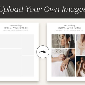 May include: A white template with four empty squares for uploading images. The text "attive and beauty BRIDAL ACCESSORIES INSPIRATION JEWELRY, HEADPIECE, PURSE, ETC." is at the top of the template.