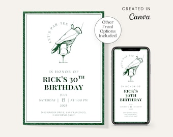 Golf Birthday Invitation • 5" x 7" and Mobile Template • Printable • Instant Download