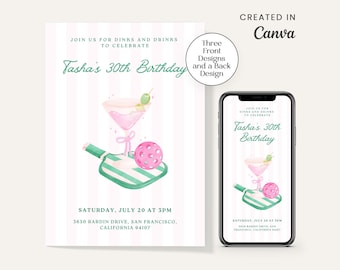 Pickleball Invitation • 5" x 7" and Mobile Template • Printable • Instant Download