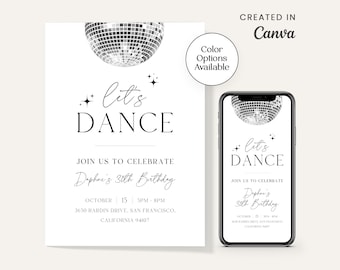 Let's Dance Birthday Party Invitation • 5" x 7" and Mobile Template • Printable • Instant Download