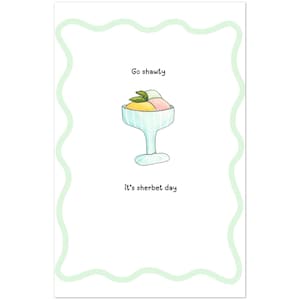 Watercolor Funny Birthday Card | “Go Shawty, It’s Sherbet Day”| Ice Cream Pun Cards | Pack of 10 | Watercolor Dessert Art | Blank Inside