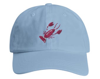 Gorra de papá de sarga de algodón con langosta bordada