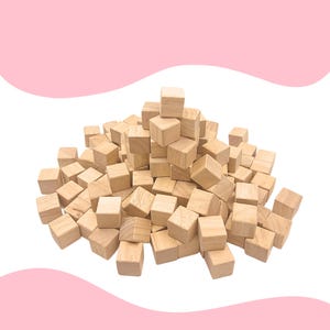 Unfinished Wood Blocks 1 inch for Crafts, DIY, Wooden Cubes, Plain Wooden Blocks for Baby Shower, Small Blank Wooden Blocks, STEM, Building