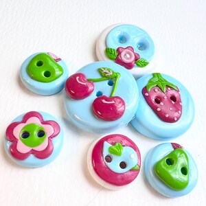 Summer Fruits – Conjunto de 12 botões artesanais para costura, tricô e artesanato