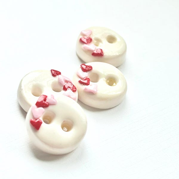 Hearts Handmade Sewing Buttons - set of 4 (Ready to Ship)