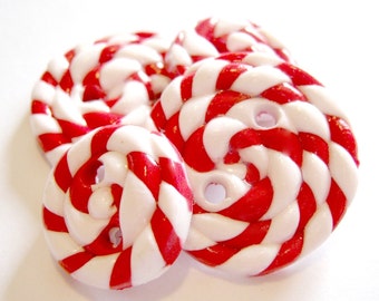 Peppermint Candy - You Choose SIZE and 2 COLORS- handmade buttons set of 4