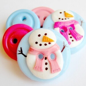 handmade buttons set of 8 Spring Poppies