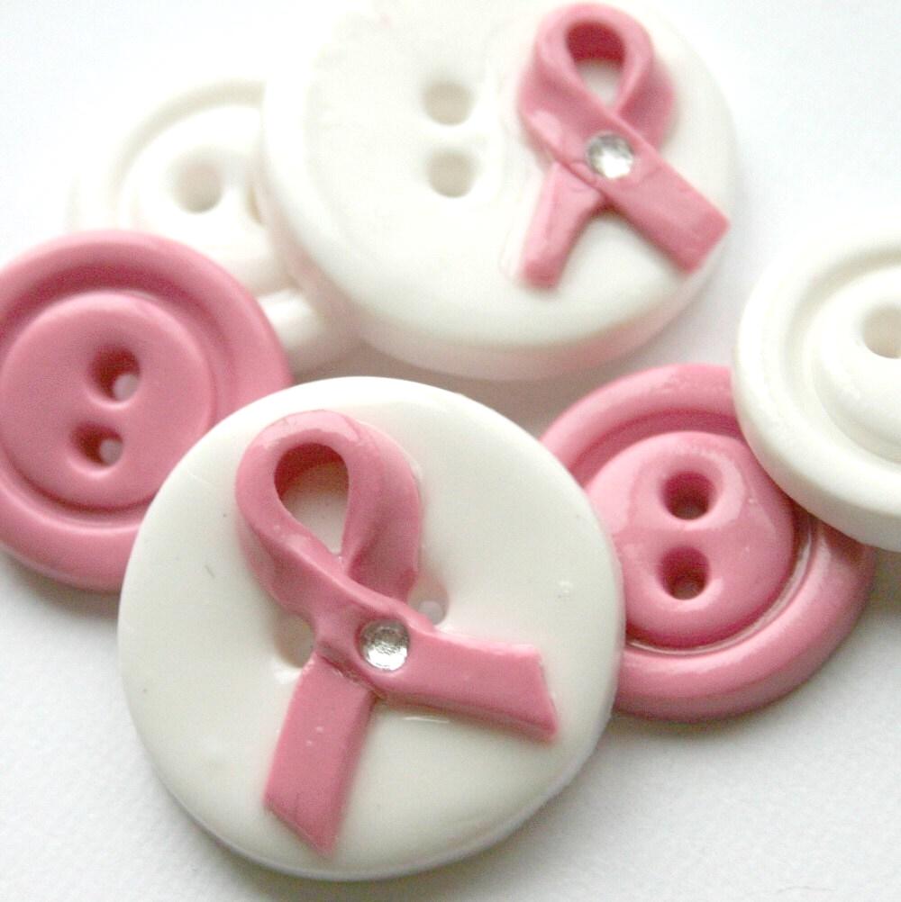 Buttons With Ribbons Awareness Pink Ribbon- Handmade Sewing Buttons (set of 6) - Etsy