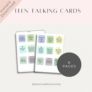 Cartes parlantes pour ados | Initiateurs de conversation thérapeutique pour adolescents | Outil imprimable sur la santé mentale des adolescents | Conseiller, parent ou ressource en classe
