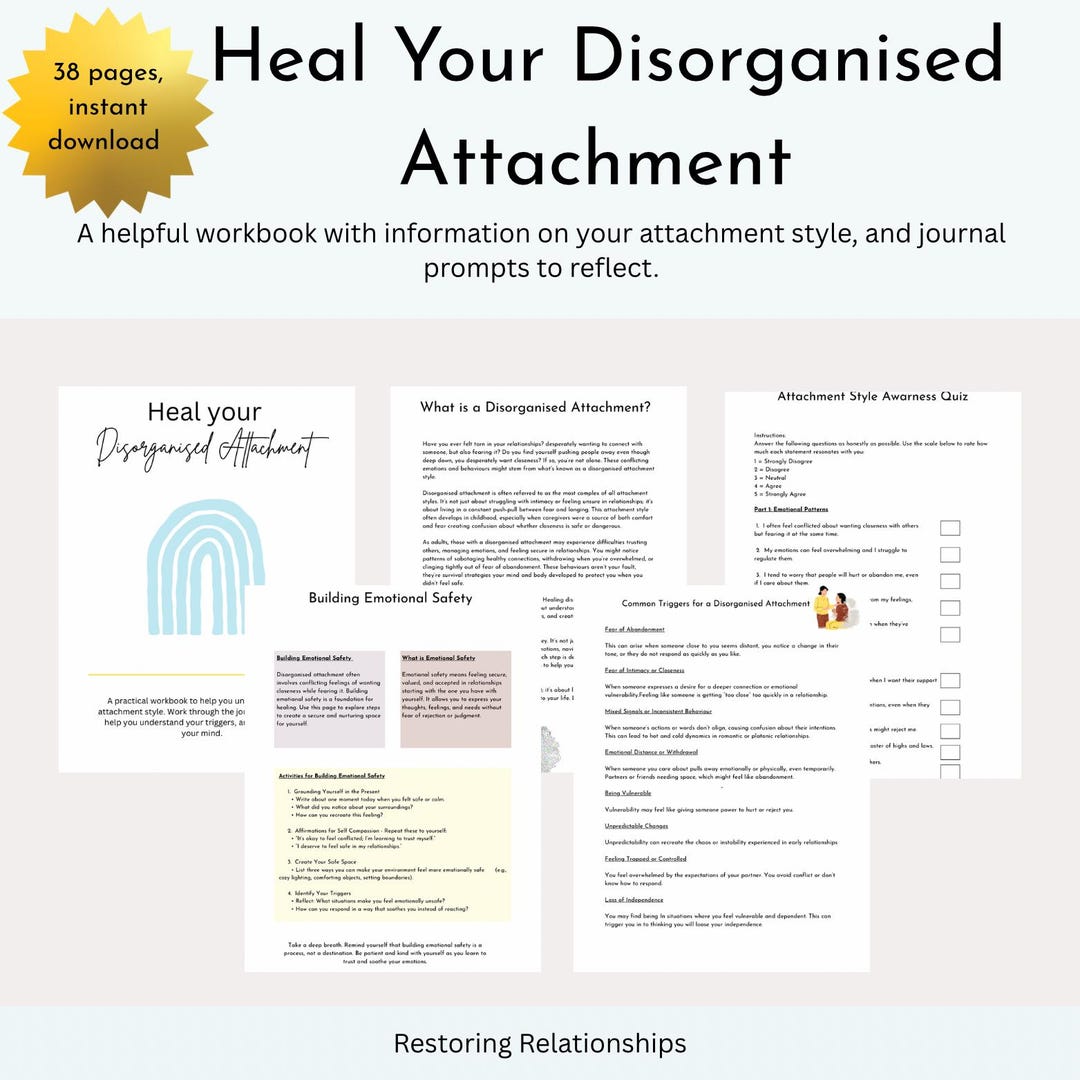 Disorganized Attachment Workbook: Therapy Journal (PDF) - Etsy