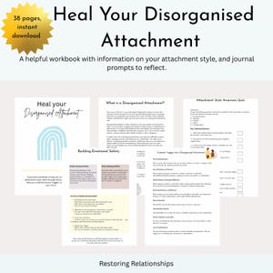 Attachment Theory | Disorganised Attachment | Anxious Attachment | Attachment Style | Attachment Worksheet Therapy Workbook | Journal